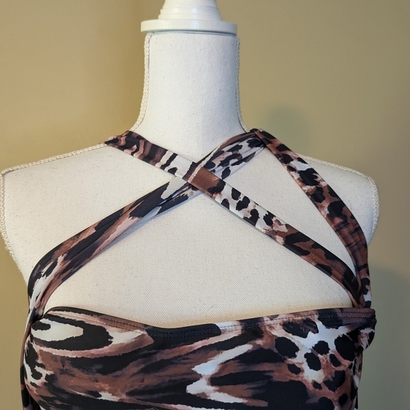 Curvy Leopard Asymmetrical One Piece Swim Suit - Picture 2 of 13